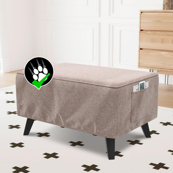 H.VERSAILTEX Ottoman Covers Slipcover Rectangle Fit Length 33"-34" Footrest Thick Durable Linen