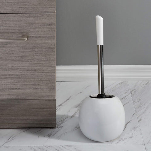 Set, (Pack 1), Bath Bliss Ceramic Dome Brush & Holder Decorative, Modern, Freestanding, Heavy Duty Cleaning