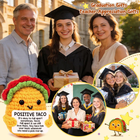 Positive Crochet Taco Birthday Gifts for Women Men Teacher Appreciation Mothers Day Graduation Gift Adult Kids Son Mom