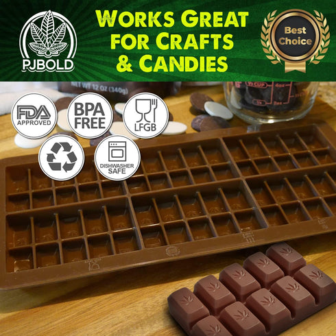 Small Leaf Chocolate Bar Silicone Candy Mold Trays, 2 Pack for DIY Treats