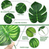 74 Pcs Artificial Palm Leaves, 7 Kinds Tropical Fake Leaves for Safari Jungle Hawaiian Dinosaur Luau Party Decoration