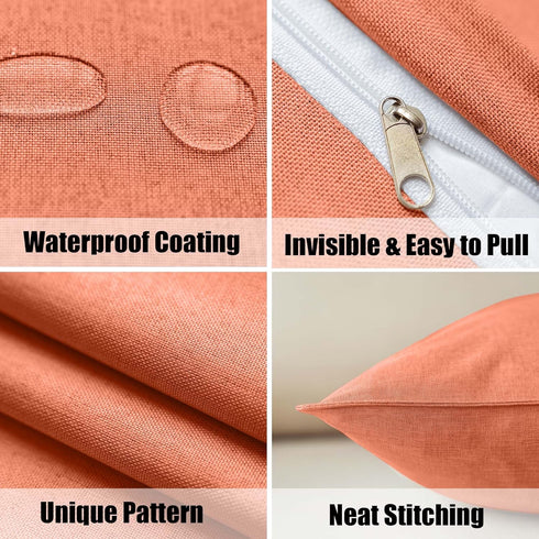 NiNi ALL Outdoor Waterproof Throw Pillow Covers Set of 2, Decorative Farmhouse Garden Pillowcase 22x22 inch Orange