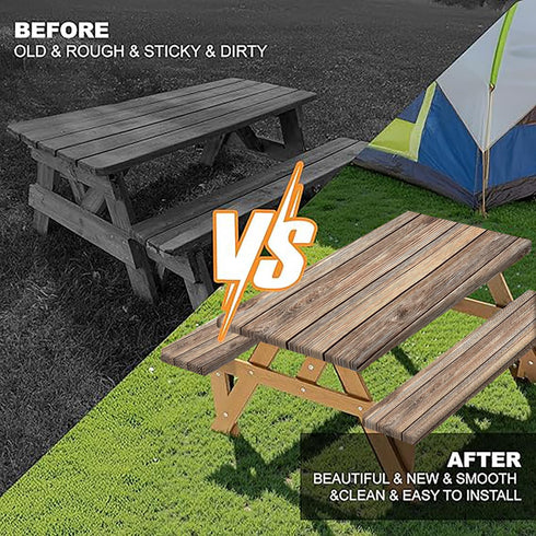 Xguatan 3 30x72 Inch Picnic Table Cover with Bench Covers Camping Essentials Farmhouse Waterproof Windproof Wood Grain