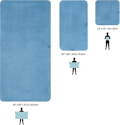 MICROFI Set, 3 New ber Bath Towel Piece, Oversize, Quick Dry, Lint Free, Includes Body, Hand and Face Towels