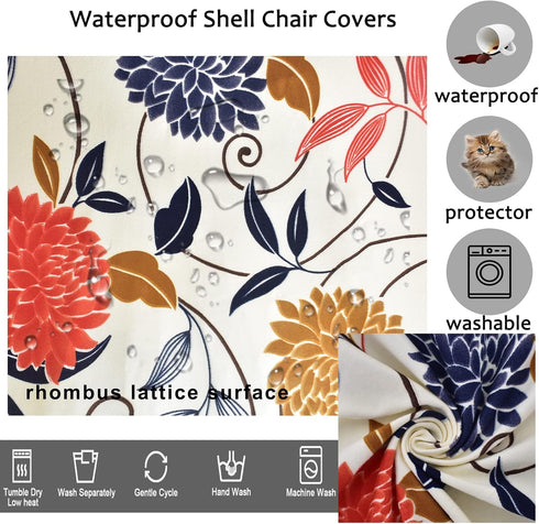HAOYONG Waterproof Shell Chair Covers, Set of 2 Jacquard Dining Room Chair Slipcovers for Kitchen, Office, Living Room