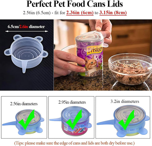 Adpartner Silicone Stretch Lids, Pet Food Can Covers (10-Pack, 2.6in+3.74in), Reusable BPA-free Storage Covers