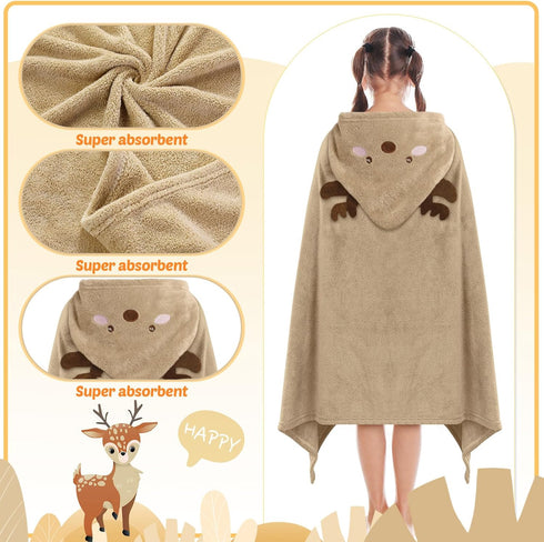 2 27.5 55'' 3-10 Preboun Pcs Kid Toddler Hooded Bath Towel x Winter Large Hooded Towel for Kids Yrs Wrap Bathrobe Boy
