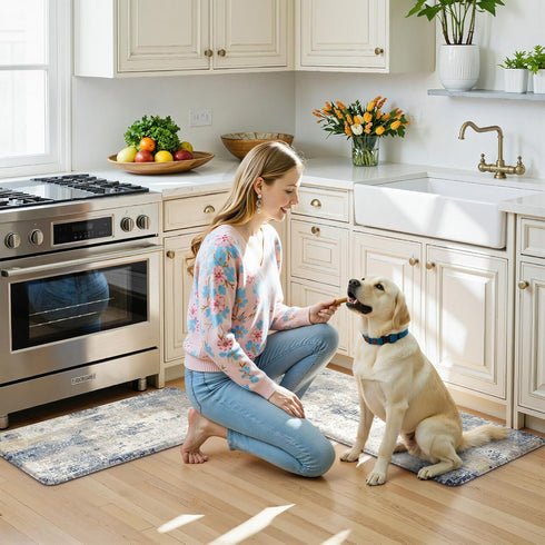 Set 2,Non Sink,Laundry,Home,Office,Desk(17"x29"+17"x47") LEEVAN Kitchen Mats Cushioned Anti Fatigue Blue of Slip