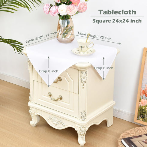 2 Pack 24 24 Inch eeivs Small Square Tablecloth x Washable Polyester Cloth Solid White Heavy Duty Fabric End Table