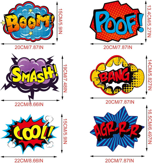 Blulu 30 Pieces Hero Themed Party Decorations, Fun Sign Cutouts for Celebrations