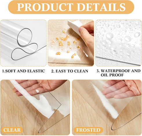 15.8 23.6 Inch, 1.5mm Trimmed Occasion(1 Ganeen Nightstand Protector, Clear Plastic Table Cover Protector x Thick