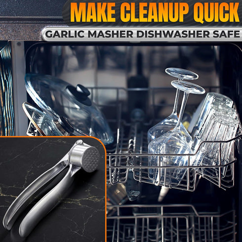37 Stainless Steel Garlic Press - Ginger Mincer with Built-In Studs for Maximum Extraction, for Garlic, Ginger and Soft