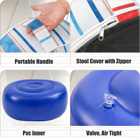 D20 xH9LeisureLift UPWELL Waterproof Inflatable Outdoor Ottoman Pouf,Portable Patio Footrest, Durable & Stylish
