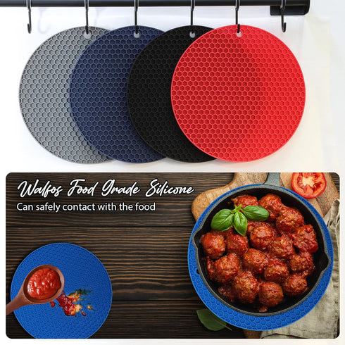 Joyhalo Trivets for Hot Dishes - Silicone Pot Holders for Kitchen Countertops, Easy to Wash and Dry