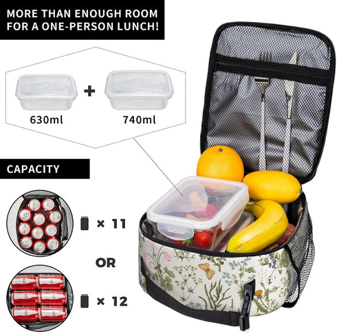 Pretty Wild Floral Insulated Lunch Bag, Reusable Cooler Tote for Girls & Boys, Leakproof Thermal Lunch Box for School