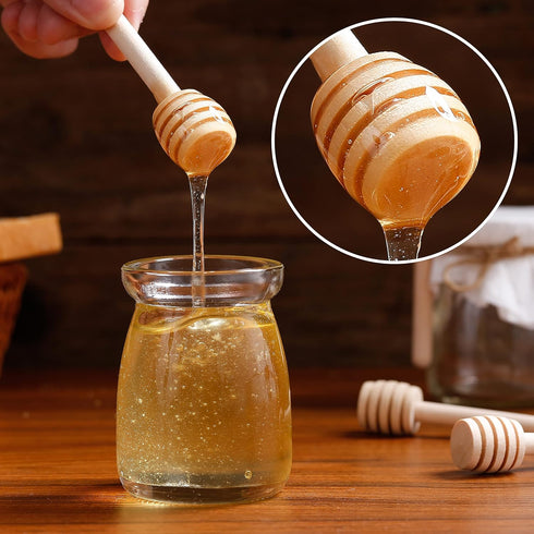 25 Pcs Honey Sticks Dipper, 3 Inch Mini Wooden Honeycomb Stick, Small Honey Spoons for Honey Jar Dispense