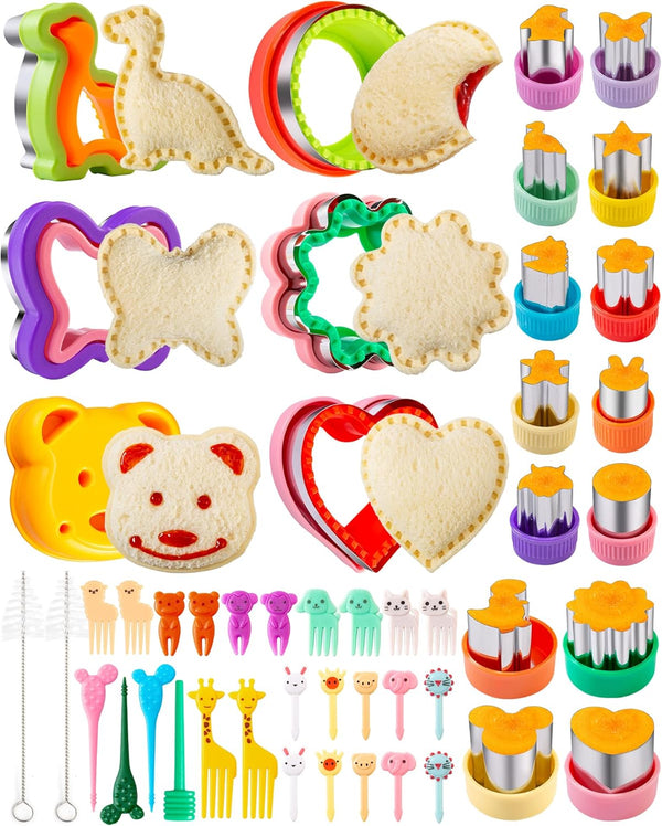 Kimfead Sandwich Cutter for Kids 48 Pcs, Cookie Cutters, Fruit Vegetable Cutter Shapes,