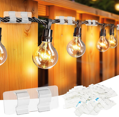 Dazzle Bright Hooks for Outdoor String Lights Clips, 60Pcs Heavy Duty Cable
