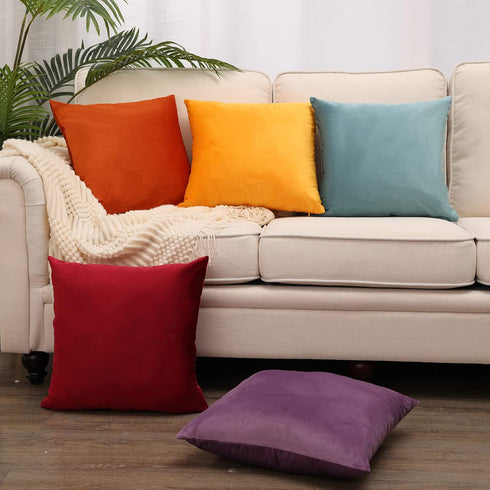 MZPSO Pack of 2 Velvet Super Soft Solid Decorative Square Throw Pillow Covers, 18 x 18 Inch for Sofa Bedroom