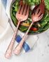 EUIRIO Large Serving Spoon Set, Stainless Steel Copper Utensils - Serving Fork, Slotted Spoon, Buffer Knife, Sugar