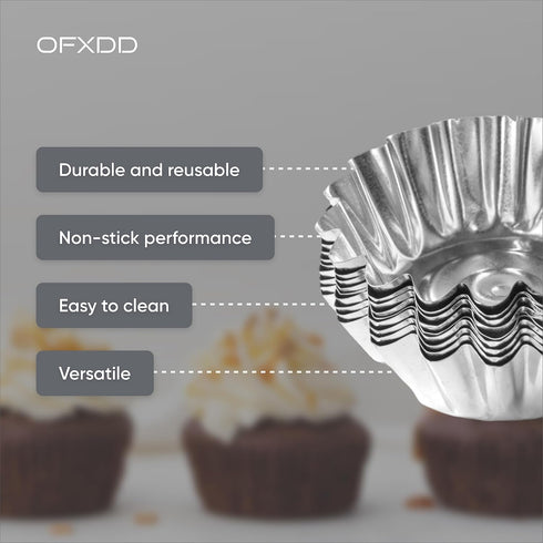 Muffin Cups for Kitchen Baking 2.36 Inch - 30 Pcs Metal Egg Tart Molds, Reusable Mini Tart Tins and Cupcake