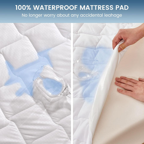 SLEEP ZONE Waterproof Mattress Protector Pad King Machine Washable, Breathable Mattress Topper with Deep Pockets