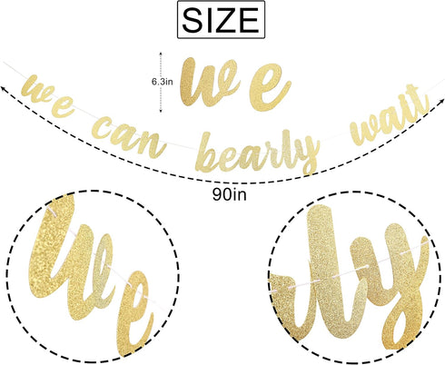 We Can Bearly Wait Banner, Teddy Bear Baby Shower Decorations for a Bear Themed Baby Shower