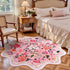 Macgace 5ft Pink Round Rug for Girls Bedroom, Machine Washable Floral Area Rugs with Non Slip Backing, Cute Flower
