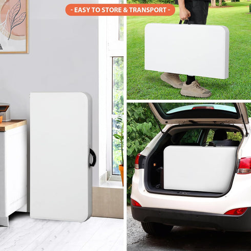 34inch ZENY Fold in Half Square Table, Portable Plastic Dining Card Table for Kitchen or Outdoor Party Wedding Event