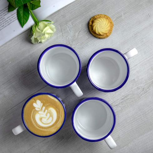 City to Cottage Handmade Dark Navy Blue Stripe Ceramic Extra Large Mug, 17.5oz/500ml for Hot Chocolate, Coffee