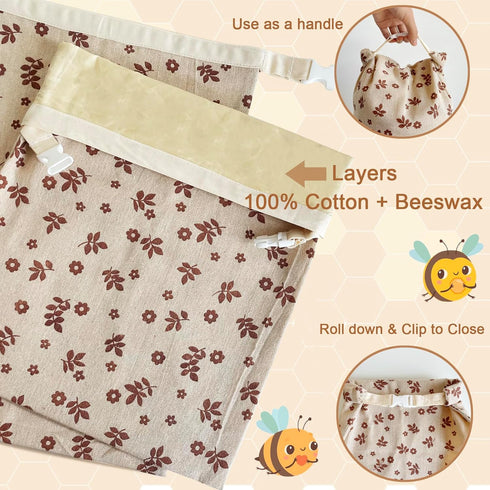 2 Pack Beeswax Bread Bags for Sourdough,Reusable Cotton Beeswax Bag for Homemade Bread,Freezer-Friendly & Freshness