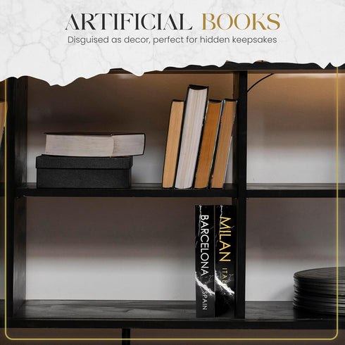 VTO Collective Decorative Book Milan/Barecelona (Black) Fake Books w/Hidden Storage for Coffee Table, Bookshelf