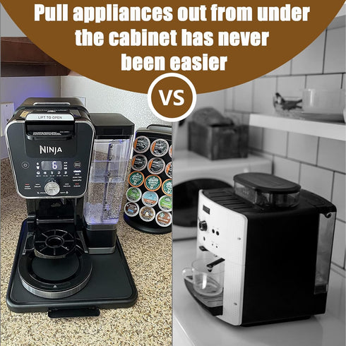 Kitchen Appliance Sliding Tray Coffee Maker Caddy with Rolling Wheels, Under Cabinet Countertop Storage Organizer for