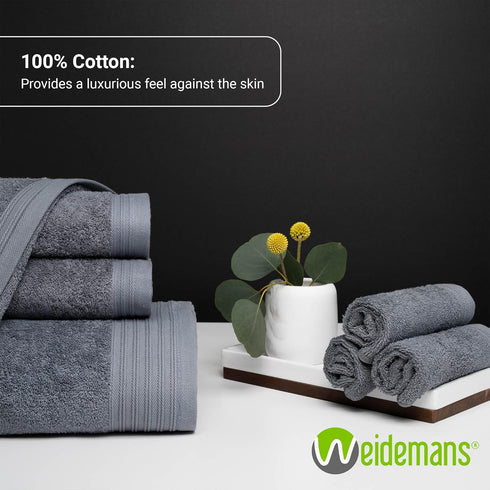 Premium Towel Set of 4 Hand Towels, 18" x 30", Dark Grey, 100% Cotton, Ultra Soft & Absorbent