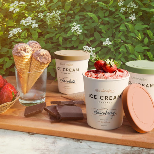 Set 3 1 Frozen ZICOTO of Reusable Ice Cream Containers Quarts ea. - Perfect for Homemade Sorbet, Yogurt Or Gelato