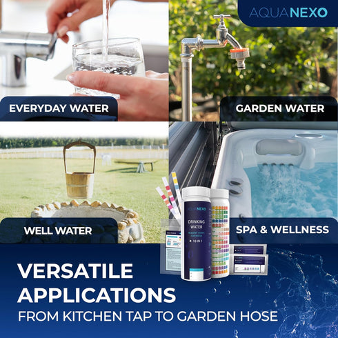 AQUANEXO 21 125 20 2 Parameters, + Drinking Water Test Strips + x Coliform Bacteria Test, pH Test Strips, Water Tester