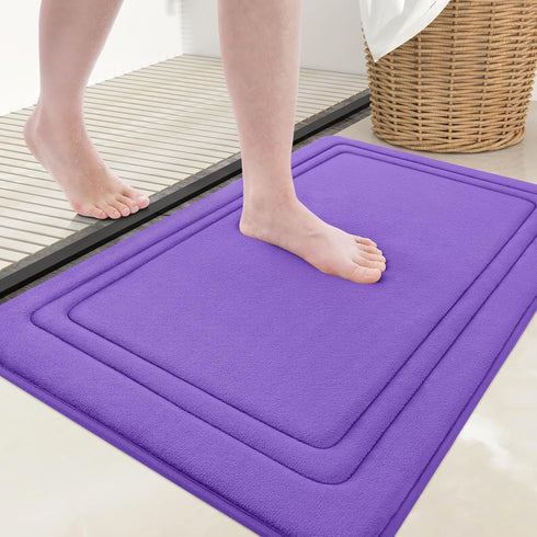 Grandaily Memory Foam Bath Mat Rug - 30x20 Ultra Soft Non-Slip Absorbent Bathroom Rug for Shower, Purple