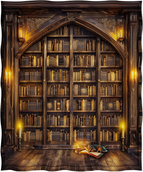 50"x60" Jekeno Vintage Books Cat Bookshelf Blanket Gifts for Women Men Kids Girls Boys Husband Dad Halloween Birthday