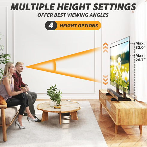 TAVR Furniture 24-80 inch 150lbs, 800x500mm, Universal Table Top TV Stand Base for LCD LED TVs, TV Legs with Height