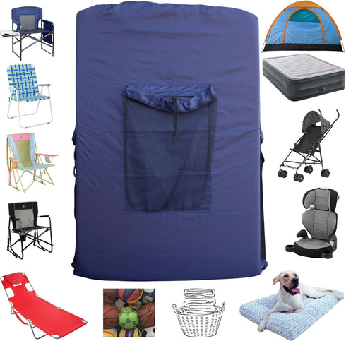 NAVY BLUE (Large 36"x24"x6") Beach Chair Bag. For Tent, Camping Mattress, Recliner,