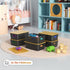 Plastic Storage Baskets with Bamboo Lid - 6 Pack Stackable Containers for Organizing Shelves, Drawers, Desktop, Office