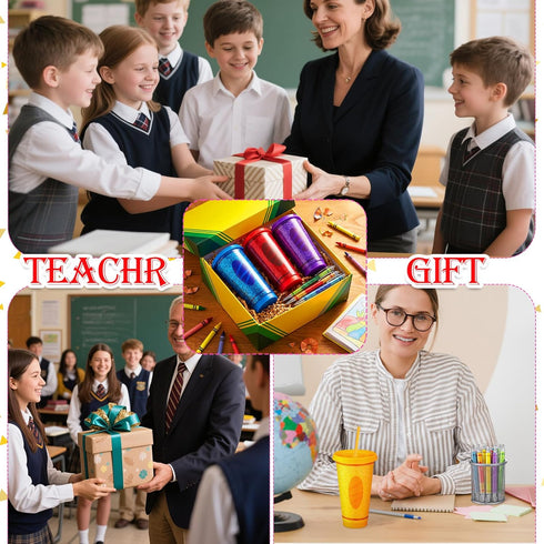 12 Set 24oz Skylety Teacher Appreciation Gift Bulk Include Reusable Pencil Plastic Coffee Cup with Lid Straw Graduation