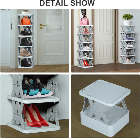 6 Shoe Rack, Tier Shoe Organizer Without Assembly, Foldable Small Shoe Rack Space Saving, Collapsible Shoe Organizer