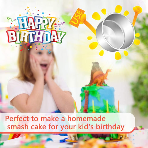 E-far 6 x 3 Inch Round Cake Pans, Stainless Steel Deep Baking Pan for Layer Cake, Set of 2