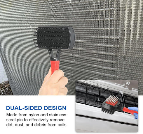 LANMU Air Conditioner Evaporator Coil Cleaning Brush, 1 Fin Comb + 1 Dual-Sided Evaporator Coil Brush