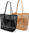 KALIDI Beach Mesh Tote Bag, Casual Hobo Tote Bag for Women, Foldable MAX 23L Shoulder Bag for Beach Picnic