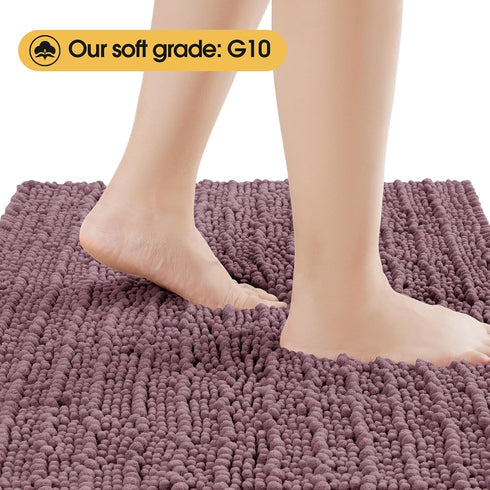 Upgrade 3 Pieces Extra Large Mauve Bathroom Rug Set, Ultra Soft Thick Absorbent Non Slip Chenille Bath Mats