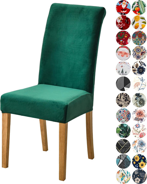 Velvet Chair Covers for Dining Chair Set of 4, Stretchy Soft Parson