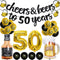 50th Birthday Decorations - Black Gold 50 Year Anniversary Supplies, Cheers To 50 Years Banner, Latex Balloon, Foil