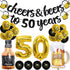 50th Birthday Decorations - Black Gold 50 Year Anniversary Supplies, Cheers To 50 Years Banner, Latex Balloon, Foil